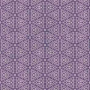 Geometric Celtic Knot Triangles Batik Block Print in Orchid Purple and Blush Pink (Medium Scale)