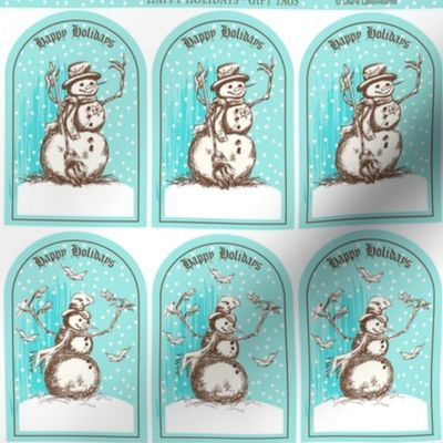 Winter Fun  - Old Fashioned Snowman Christmas Gift Tags