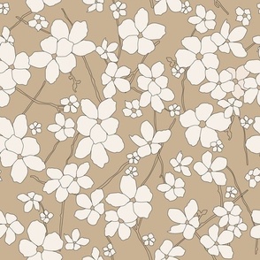 Desert brush floral neutral tan white