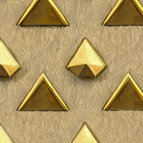 Gold-Studded Pyramids on a Textured Neutral Background