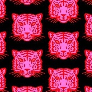 Sketchy tigers, pink red black, small scale