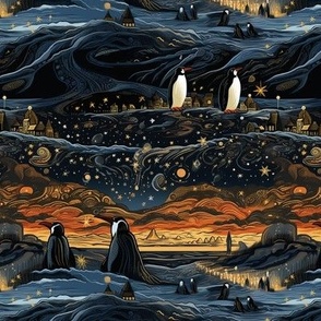 Starry night penguins