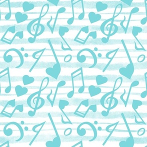 XL Scale Heart Music Love Notes in Pool Blue