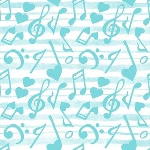 Large Scale Heart Music Love Notes in Pool Blue