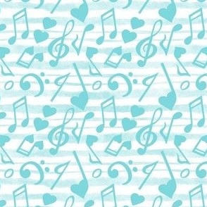 Medium Scale Heart Music Love Notes in Pool Blue