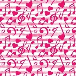 Medium Scale Heart Music Love Notes in Hot Pink