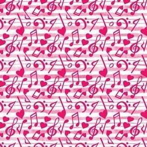 Small Scale Heart Music Love Notes in Hot Pink