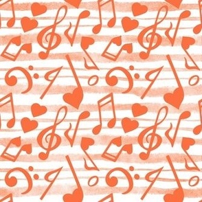 Large Scale Heart Music Love Notes in Orange