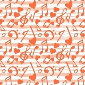 Medium Scale Heart Music Love Notes in Orange