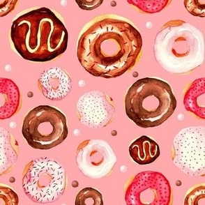 Medium Scale Frosted Valentine Donuts on Pink