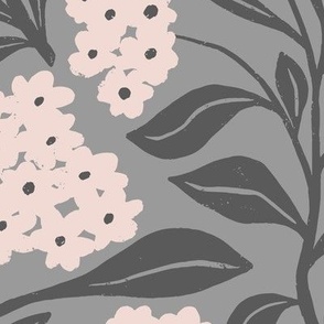 Fireweed Canadian Wildflowers in Two Tone Blue Grey | Small Version | Bohemian Style Pattern in the Woodlands