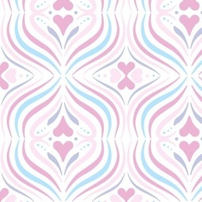 Whispers of Love: A Harmony of Pastel Colored Hearts and Swirls
