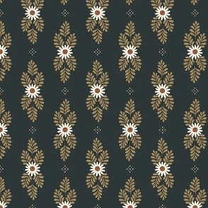 Flowers and Fronds - black and gold Sm.