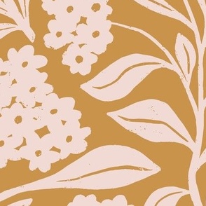 Fireweed Canadian Wildflowers in Mustard Yellow | Small Version | Bohemian Style Pattern in the Woodlands