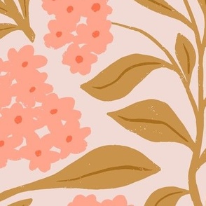 Fireweed Canadian Wildflowers in Pink and Mustard Yellow | Small Version | Bohemian Style Pattern in the Woodlands