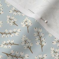  Winter berry branches - light blue-gray and cream Sm.