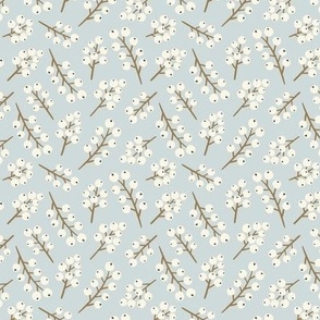  Winter berry branches - light blue-gray and cream Sm.