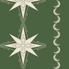 Winter Solstice Yule star moon Olive Army green