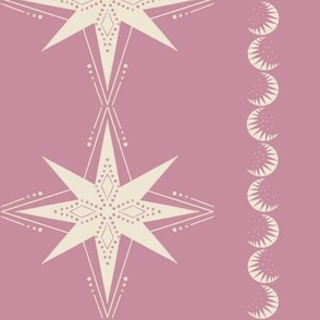 Winter Solstice Yule star moon Dusty Mauve Pink