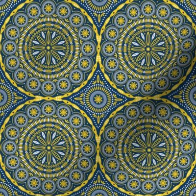 Intricate Circles (Navy and Yellow/Gold)