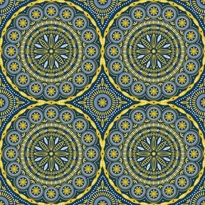 Intricate Circles (Navy and Yellow/Gold)