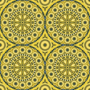 Intricate Circles (Navy and Yellow/Gold)