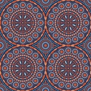 Intricate Circles (Navy and Orange)