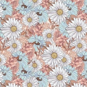 Retro Boho Bloom: Soft Pastel Daisies in a Vintage-inspired Floral Arrangement