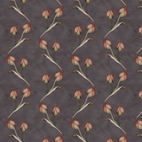 Textured plastered background with rose buds  in moody brown