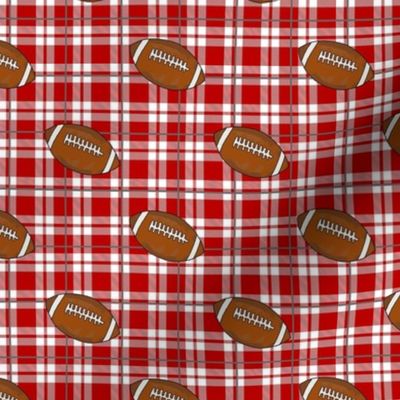 Smaller Scale Team Spirit Football Plaid in Ohio State Scarlet Red and Gray