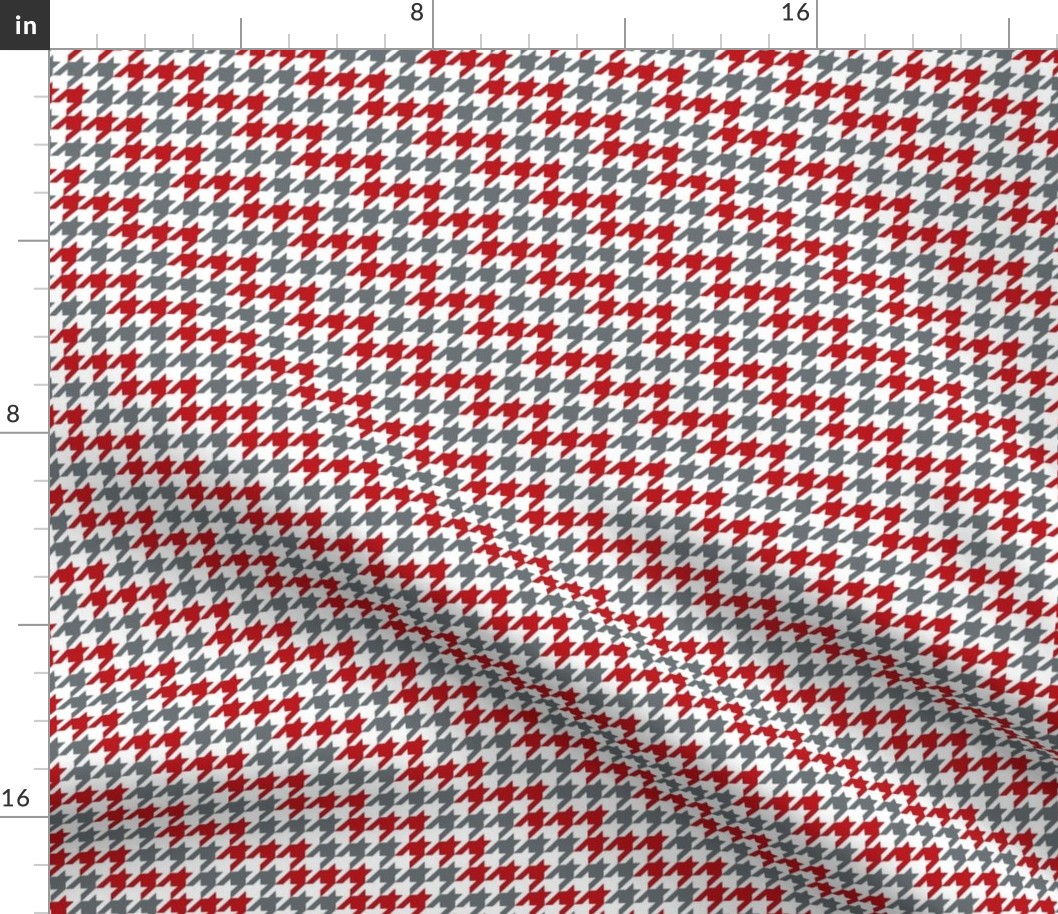 Small Scale Team Spirit Football Houndstooth in Ohio State Scarlet Red and Gray