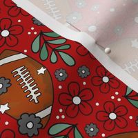 Medium Scale Team Spirit Football Floral in Ohio State Scarlet Red and Gray