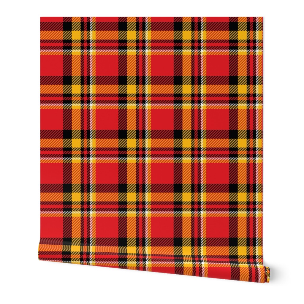 (L) Red Black and Yellow Plaid Tartan - Traditional College Dorm Room