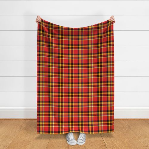 (L) Red Black and Yellow Plaid Tartan - Traditional College Dorm Room