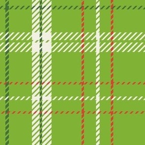 Traditional Green Plaid Tartan with Cream and Cherry Red.