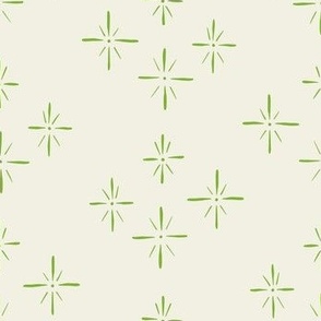 Vintage Sketch Star Pattern in Lime Green and Ivory