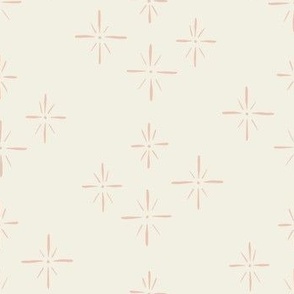 Vintage Sketch Star Pattern in Rose Quartz Pink and Ivory