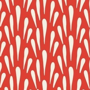 Simple Art Deco Pattern in  Creamy Ivory and Retro Red