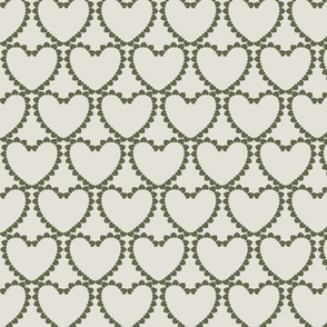 Hearts Made of Hearts in off white and green.