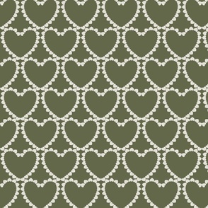 Hearts Made of Hearts in green and off white