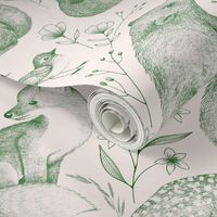 Forest Fauna Toile - moss green 