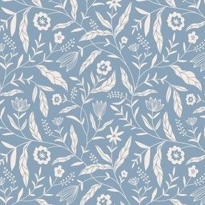 blue chintz floral print  (small scale)