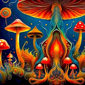 Red fantasy mushrooms