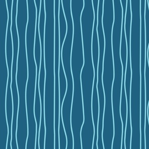 Mini - Modern and fun, nautical wavy stripes. Underwater, waves - navy blue and turquoise