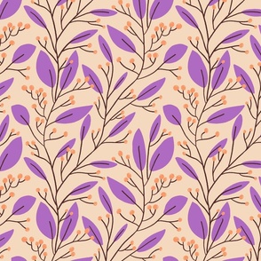 Branches & Berries in violet and peach