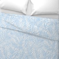 Tropical Palm Fronds - Large - Light Blue and white - Coastal leaves Beach Nautical tree island Jungle plant leaf Nature summer Florida fern Neutral Pale serene spa wallpaper