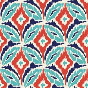 Ikat in Blue Turquoise & Red