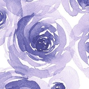 Watercolor Roses in Baby Purple (Large Scale)