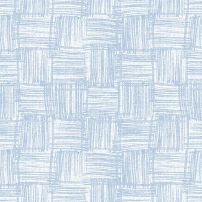 Textured Hand Drawn Doodle Basket Weave, Sky Blue and White (Medium Scale)