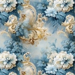 White, Blue & Gold Floral - small